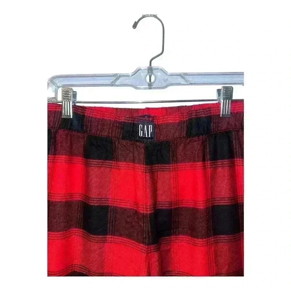 Gap Women's Black/Red Plaid Flannel Pajama Joggers, Large - Picture 4 of 7